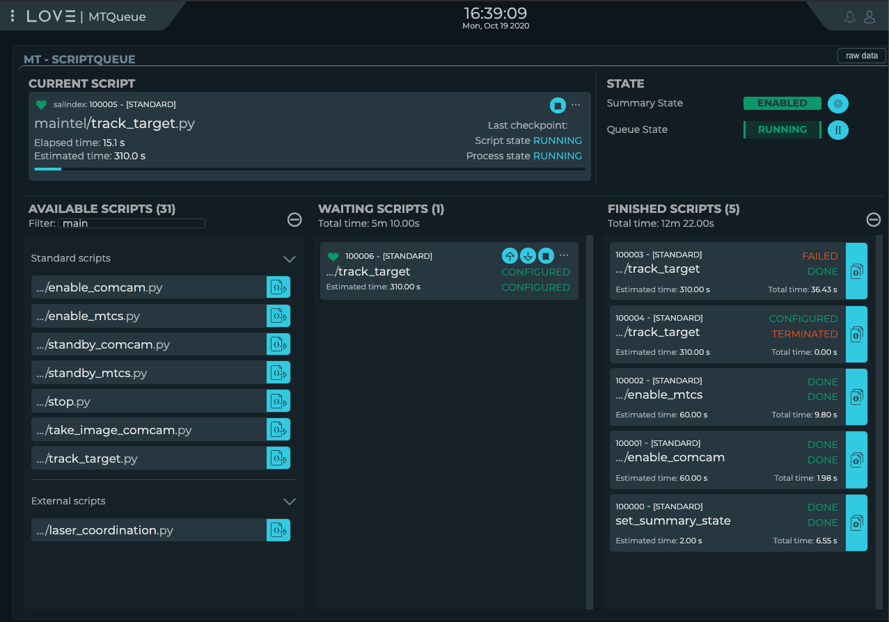 LOVE ScriptQueue user interface